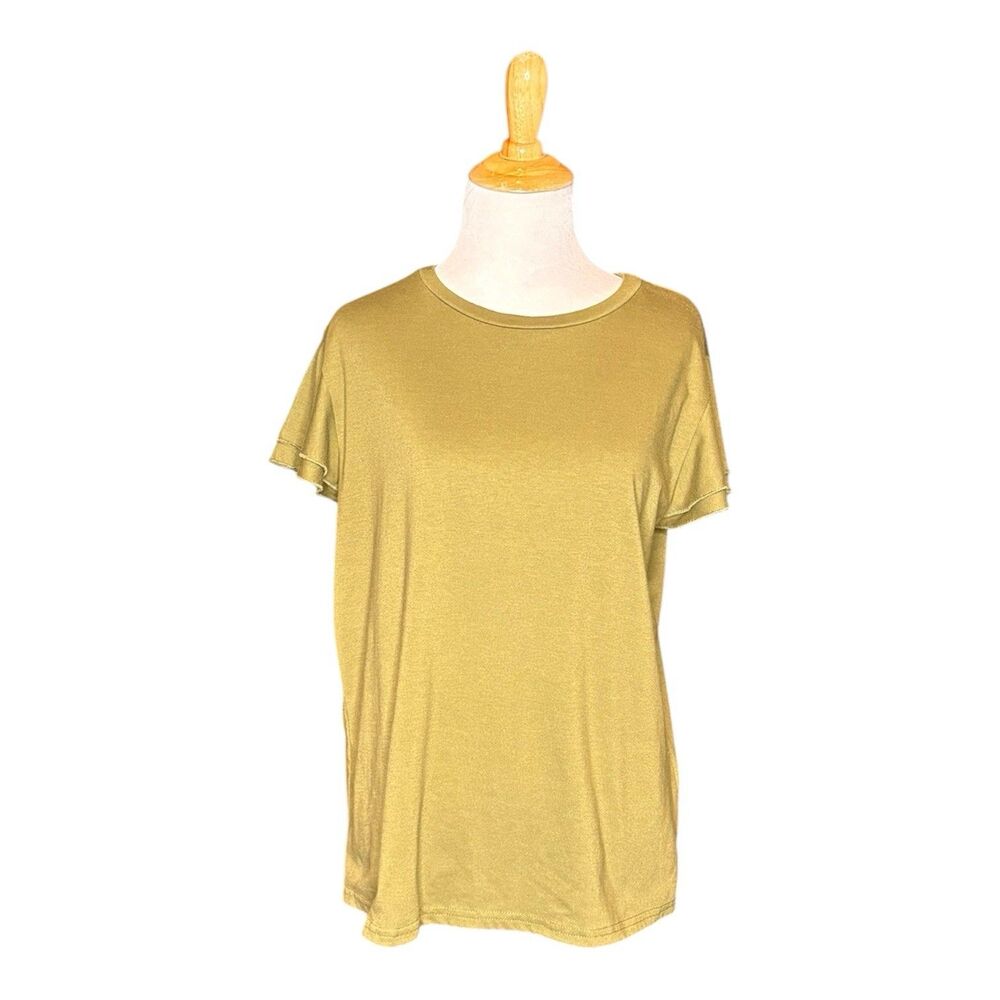 Shein Olive Green Short sleeve Top T shirt Size XL Flutter Sleeve Pull over
